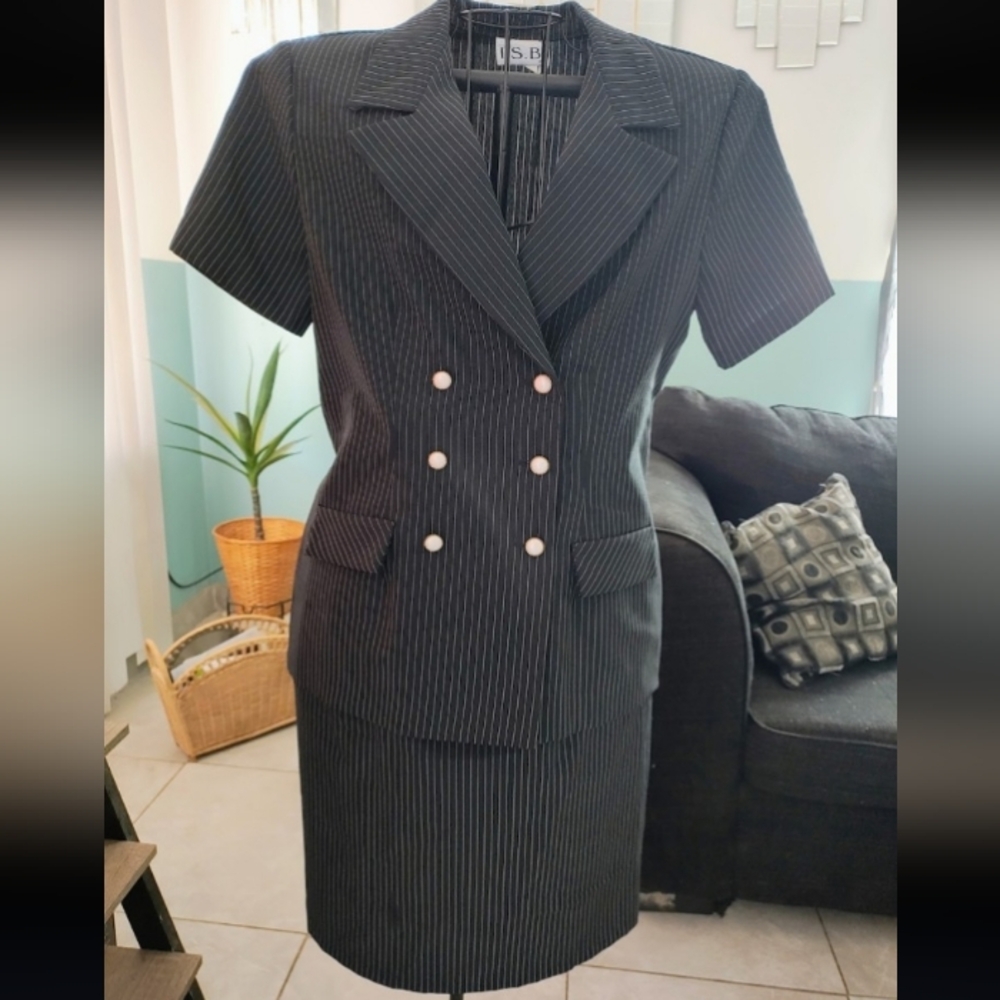 Black Pinstripe Double-Breasted Suit